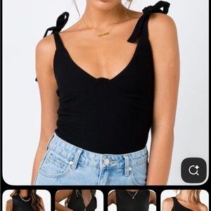 Princess Polly Black Tie-Strap Tank Top